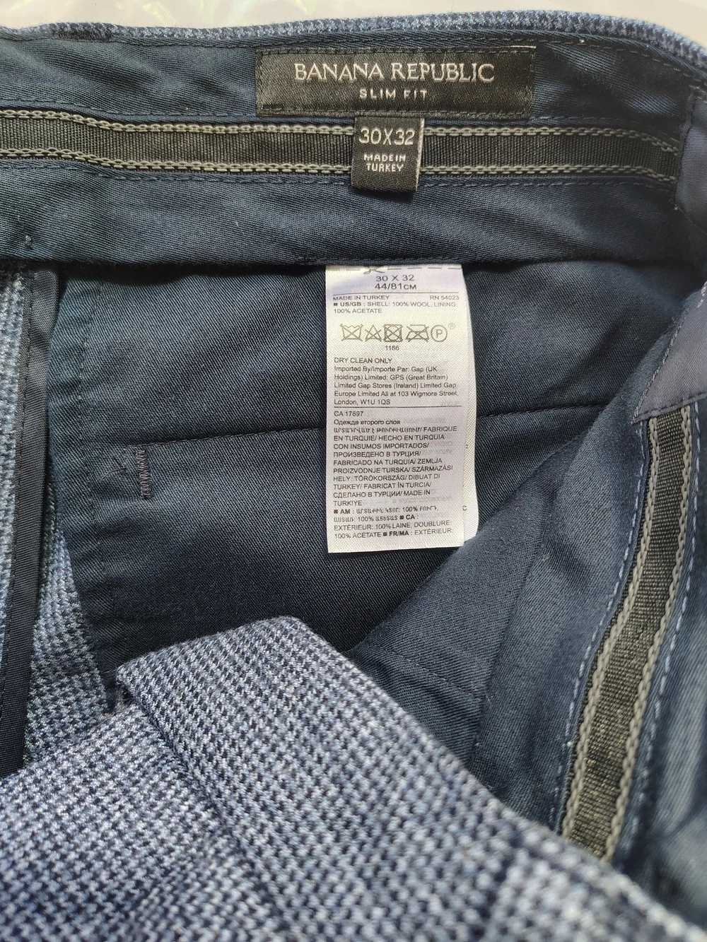 Banana Republic Marzotto Mills Wool Men's Dress Pants in Dark Blue Slim Fit